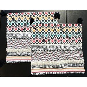 Alysheer Set of Two Colorful Cotton Embroidered Decorative Throw Pillow Covers